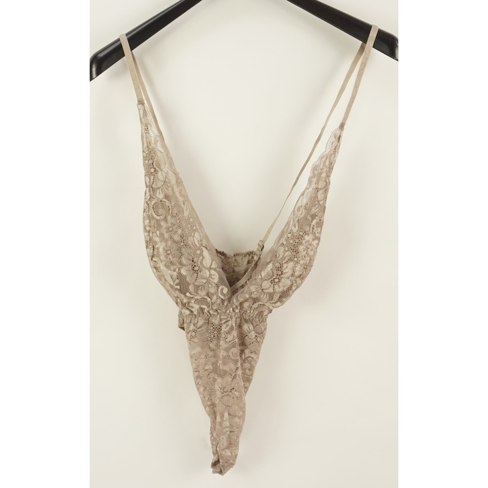 New Wishlist Floral Lace Thong Bodysuit Cocoa Brown‎ Size Medium Adjustable